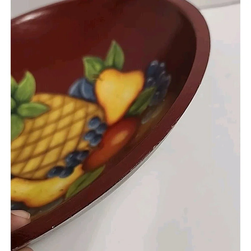 Wooden Colorful Bowl W Handpainted Fruit 11